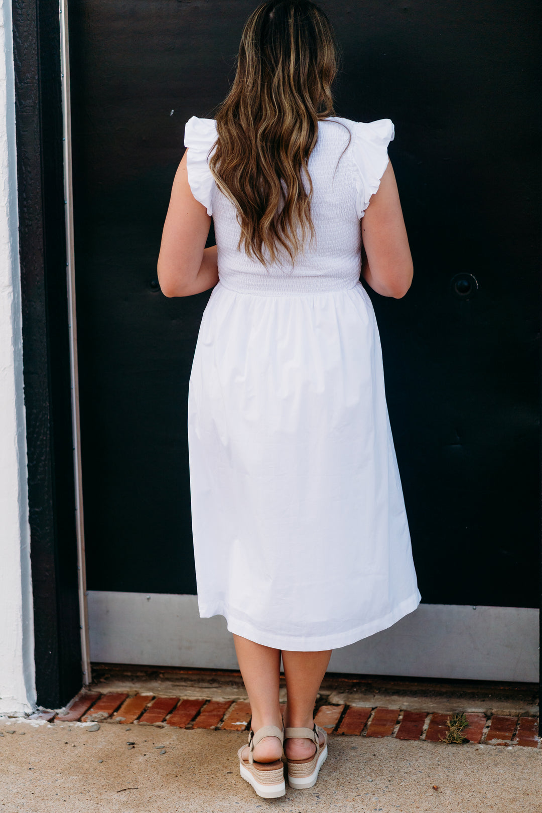 Steve Madden Women's Cotton Puff-Sleeve Midi Dress - White