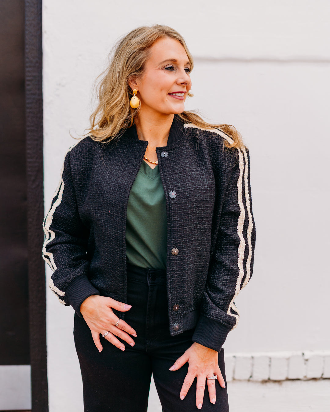 Esqualo: Black Jacket Bomber (37528) - The Vogue Boutique