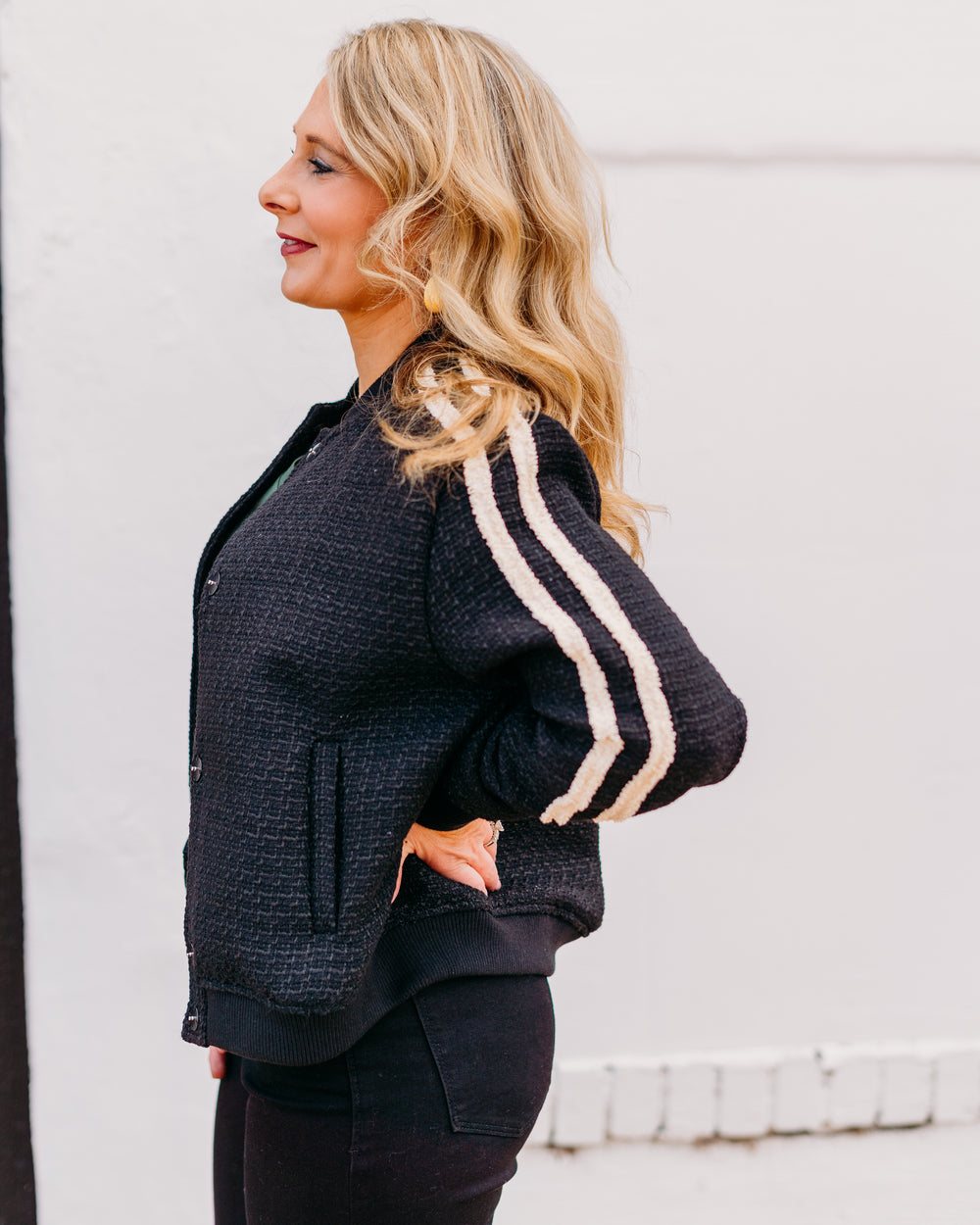 Esqualo: Black Jacket Bomber (37528) - The Vogue Boutique
