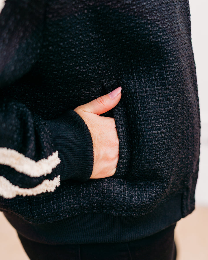 Esqualo: Black Jacket Bomber (37528) - The Vogue Boutique