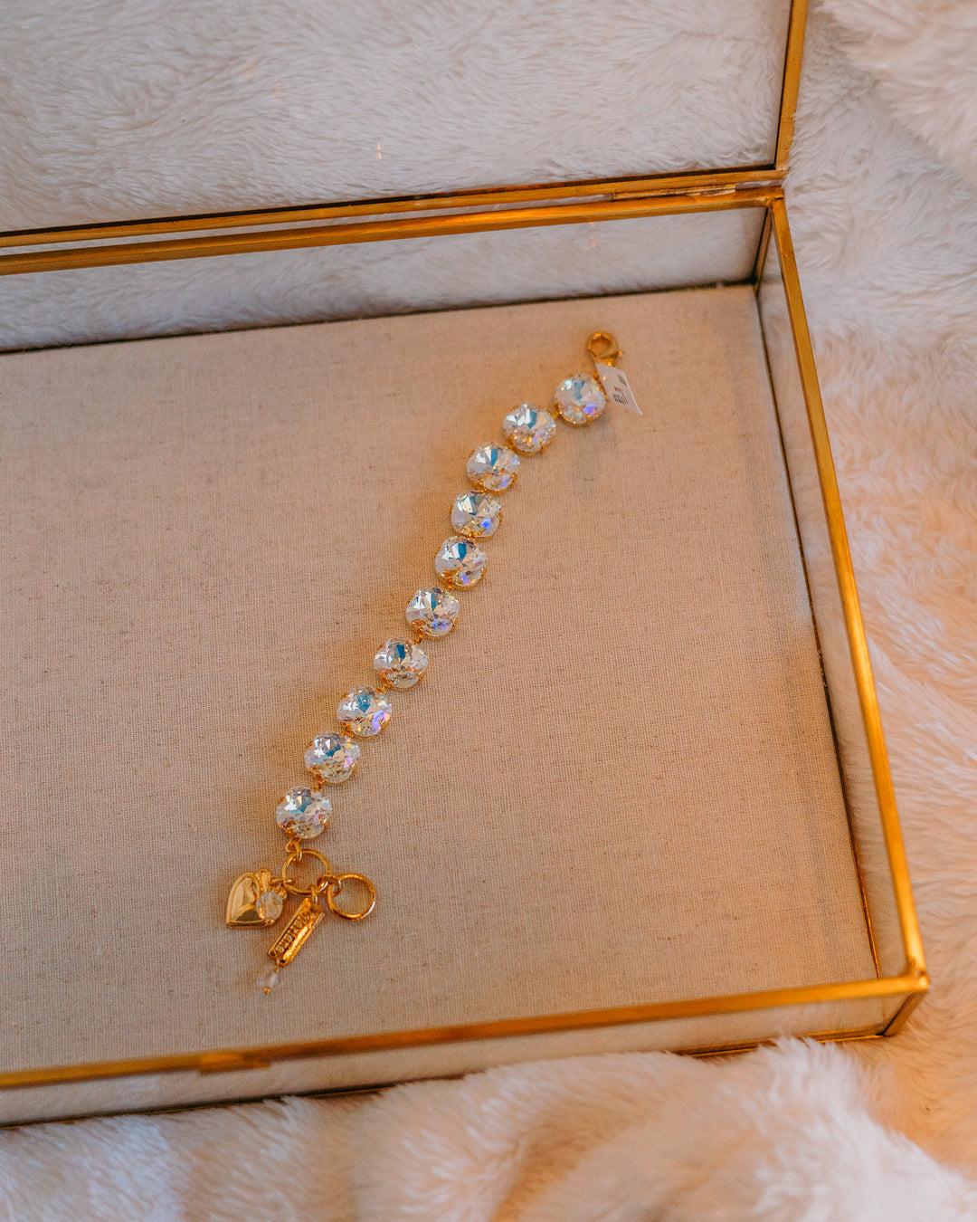 Mariana: Clear Large Stone Bracelet  - B-4326/2-001MOL-YG - The Vogue Boutique
