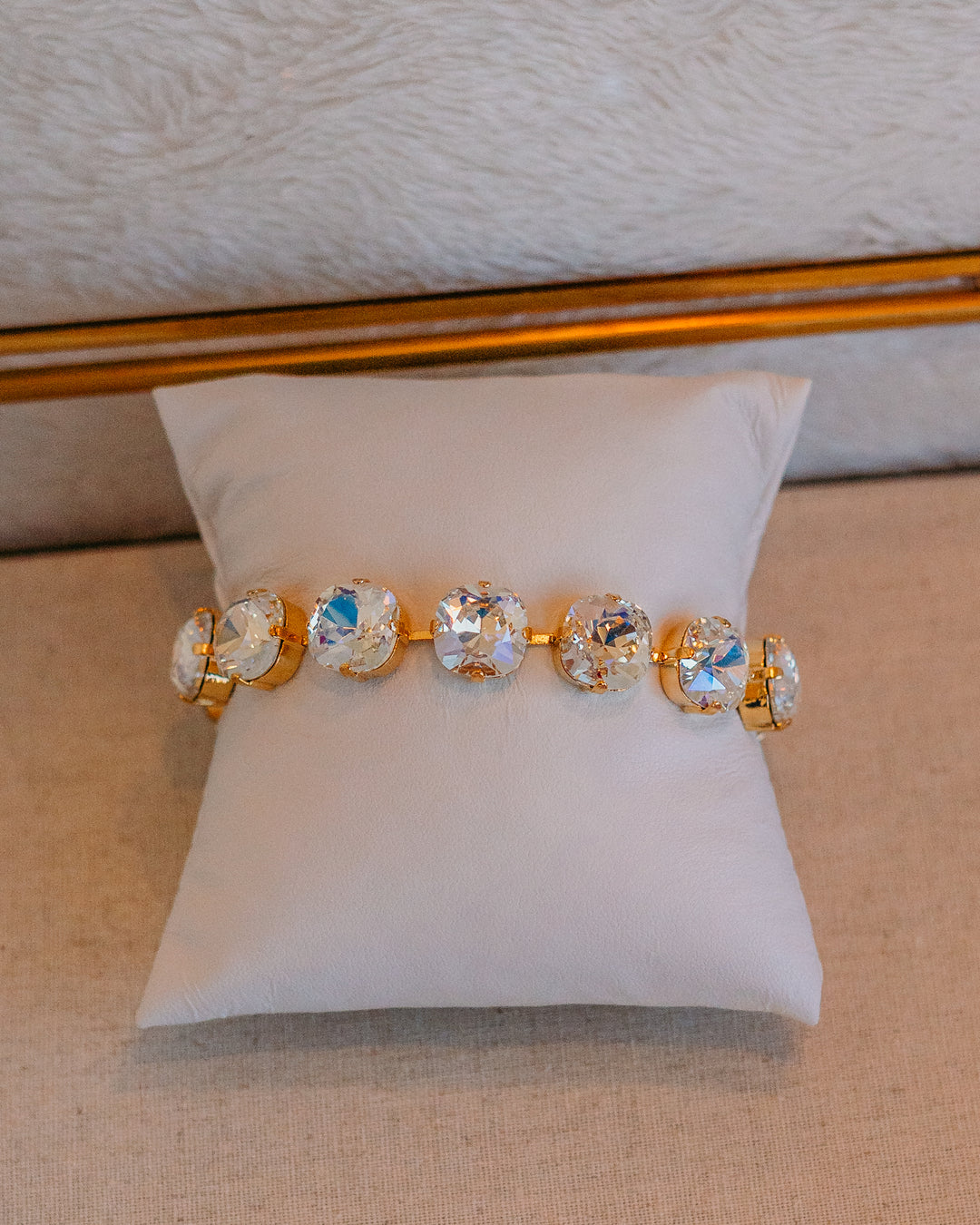 Mariana: Clear Large Stone Bracelet  - B-4326/2-001MOL-YG - The Vogue Boutique