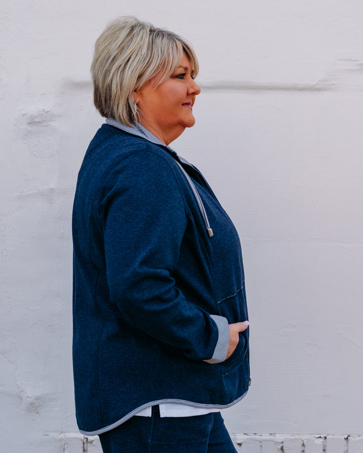 Multiples: Cuffed Long Sleeve Reversible Jacket (Spring Tide) (M16301JM) - The Vogue Boutique