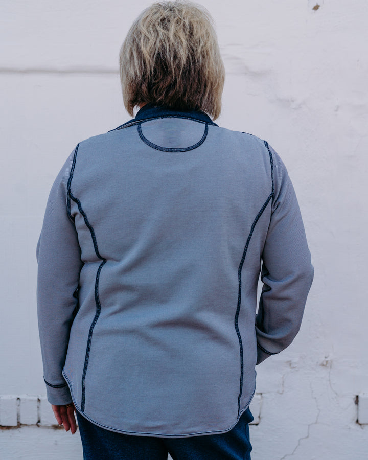 Multiples: Cuffed Long Sleeve Reversible Jacket (Spring Tide) (M16301JM) - The Vogue Boutique