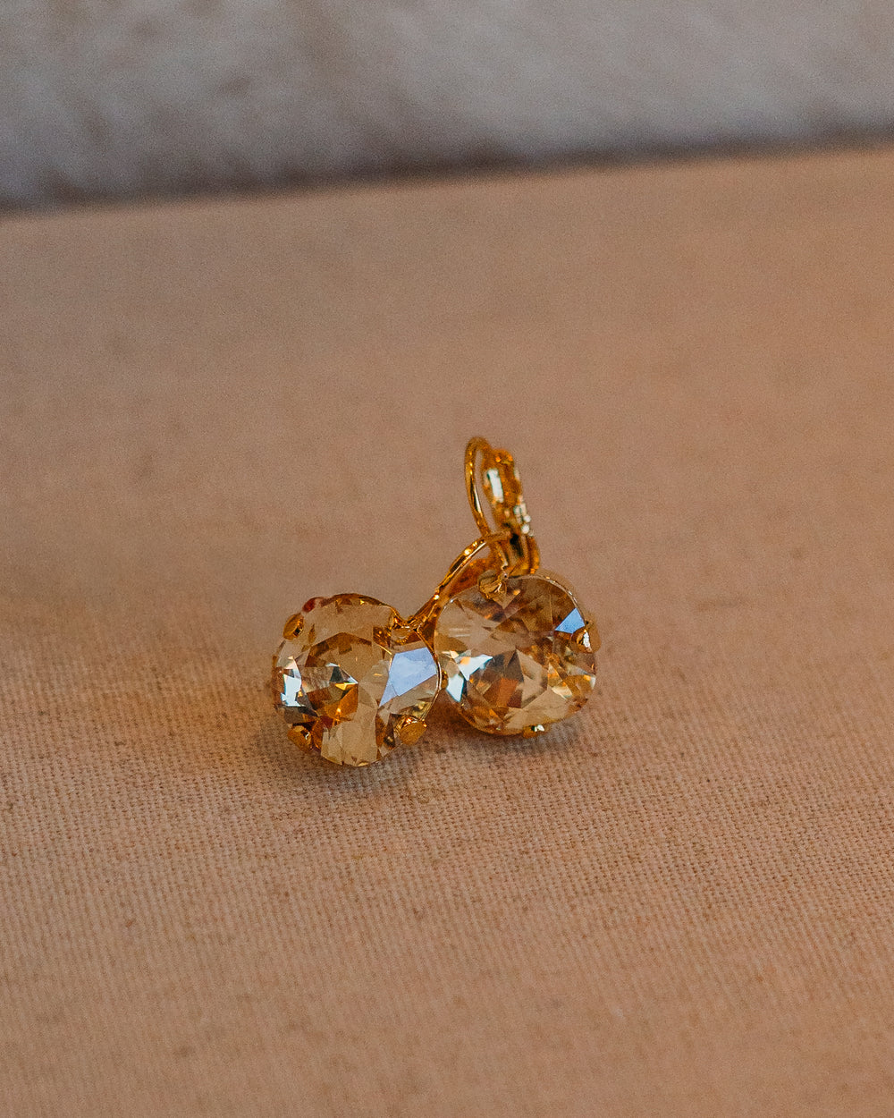 Mariana: Clear One Stone Lever Back Earrings - E-1326/4-216-YG6 - The Vogue Boutique