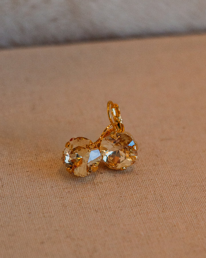 Mariana: Clear One Stone Lever Back Earrings - E-1326/4-216-YG6 - The Vogue Boutique
