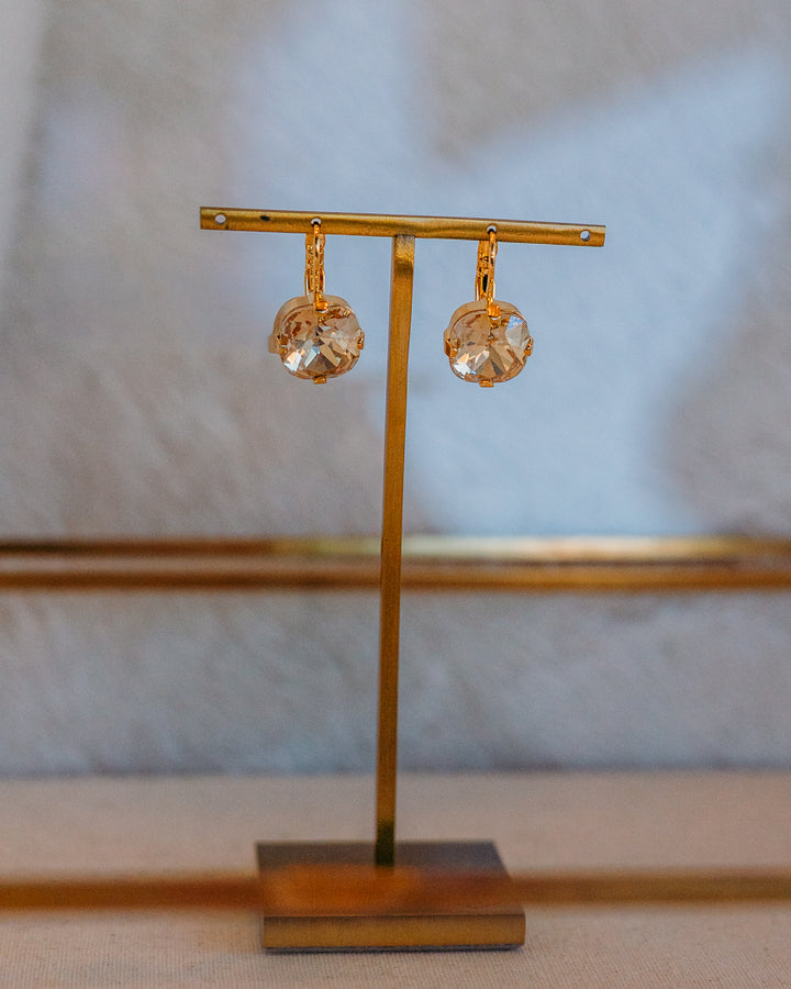 Mariana: Clear One Stone Lever Back Earrings - E-1326/4-216-YG6 - The Vogue Boutique