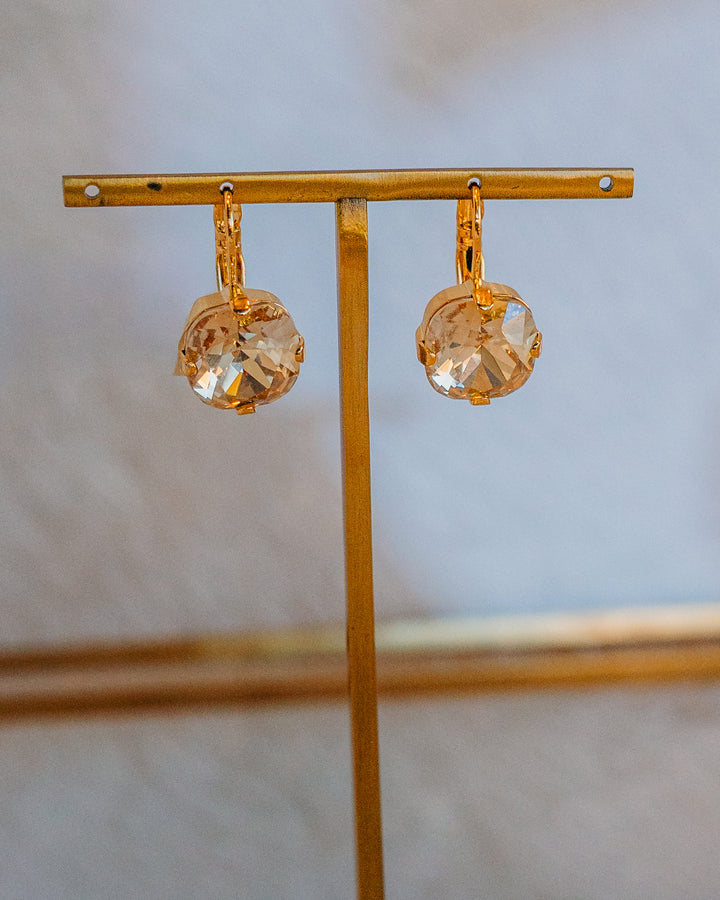 Mariana: Clear One Stone Lever Back Earrings - E-1326/4-216-YG6 - The Vogue Boutique