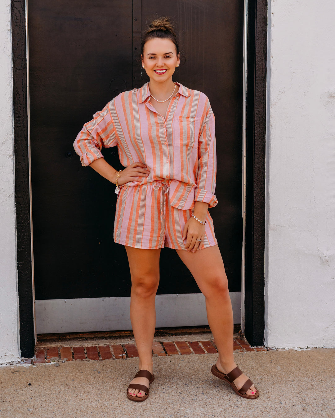 Z Supply: The Perfect Striped Short in Tiger Lily (ZS262850)
