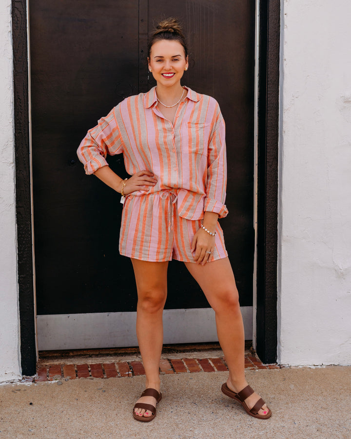 Z Supply: The Perfect Striped Short in Tiger Lily (ZS262850)