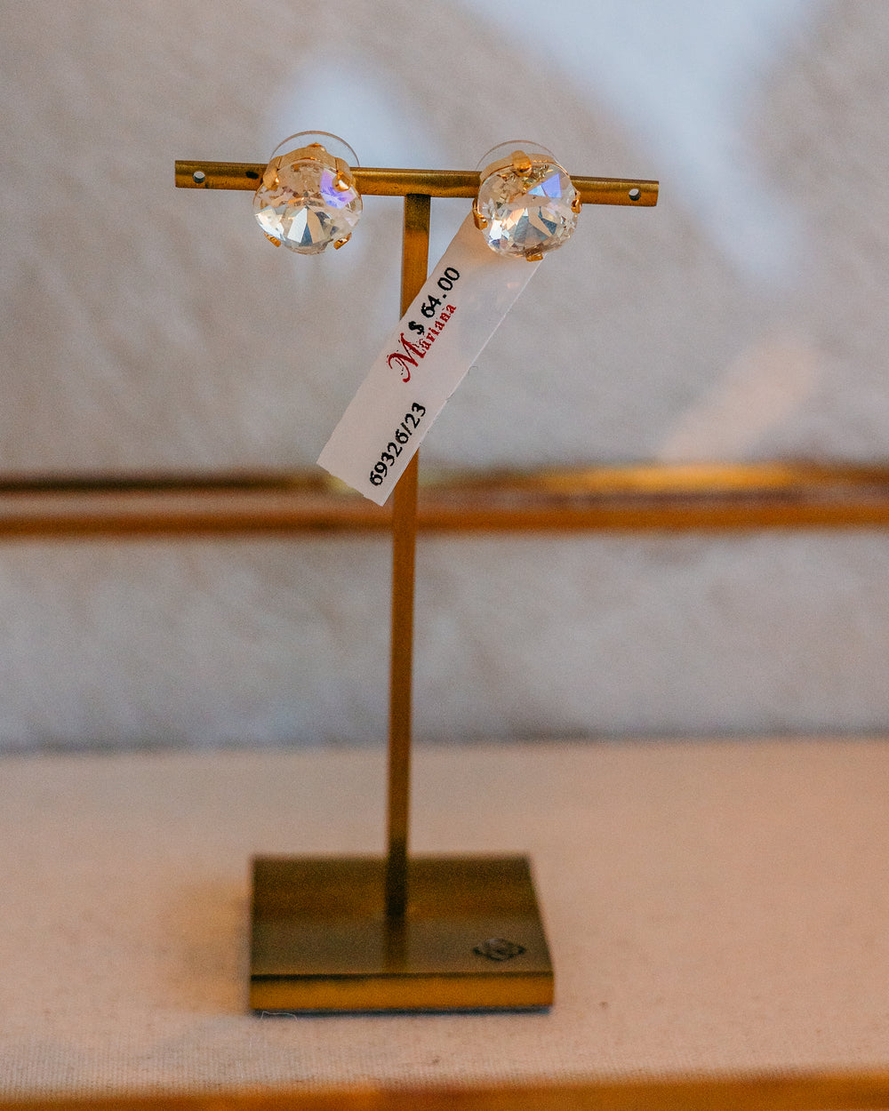 Mariana: Clear Round Large Stone Earrings in Gold - E-1326/4-001MOL-YG2 - The Vogue Boutique