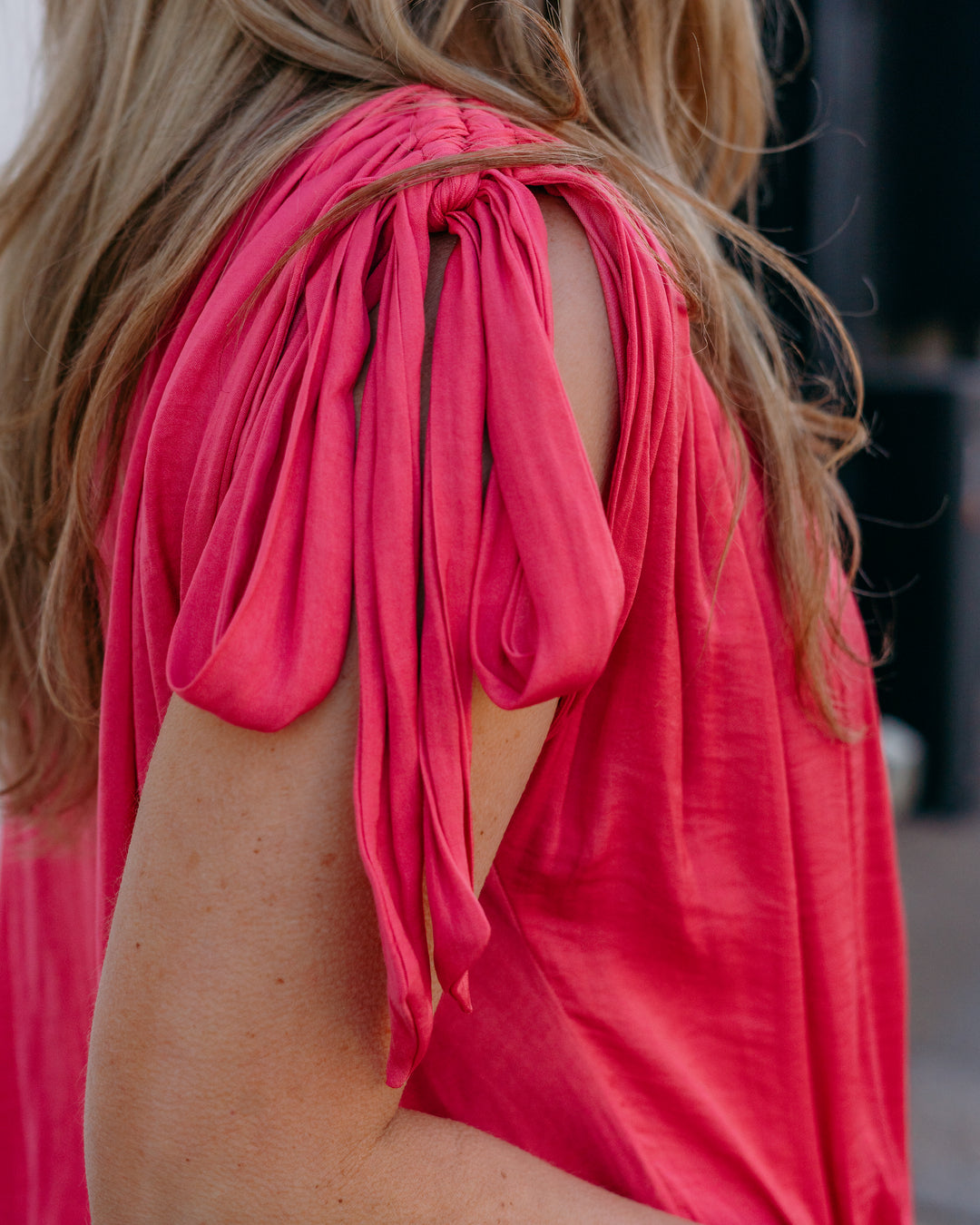 Liverpool: Dolman V Neck Woven Top W/ Ties in Perfect Pink (LM8K91PS3) - The Vogue Boutique