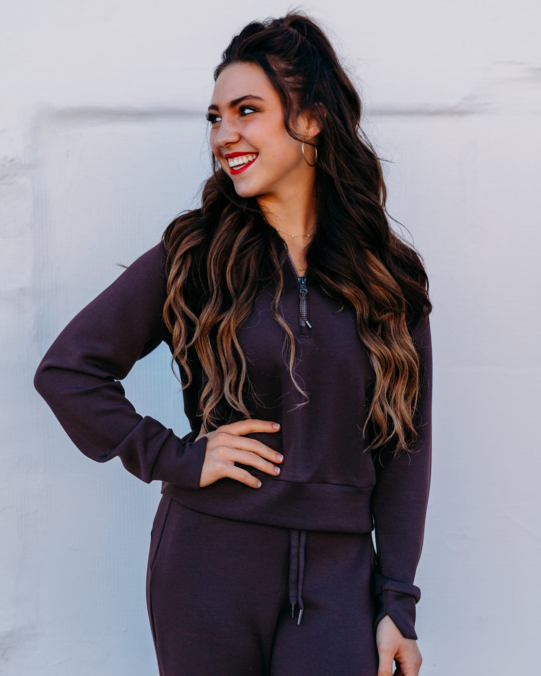 Spanx: Airessentials Half Zip in Truffle Brown - The Vogue Boutique