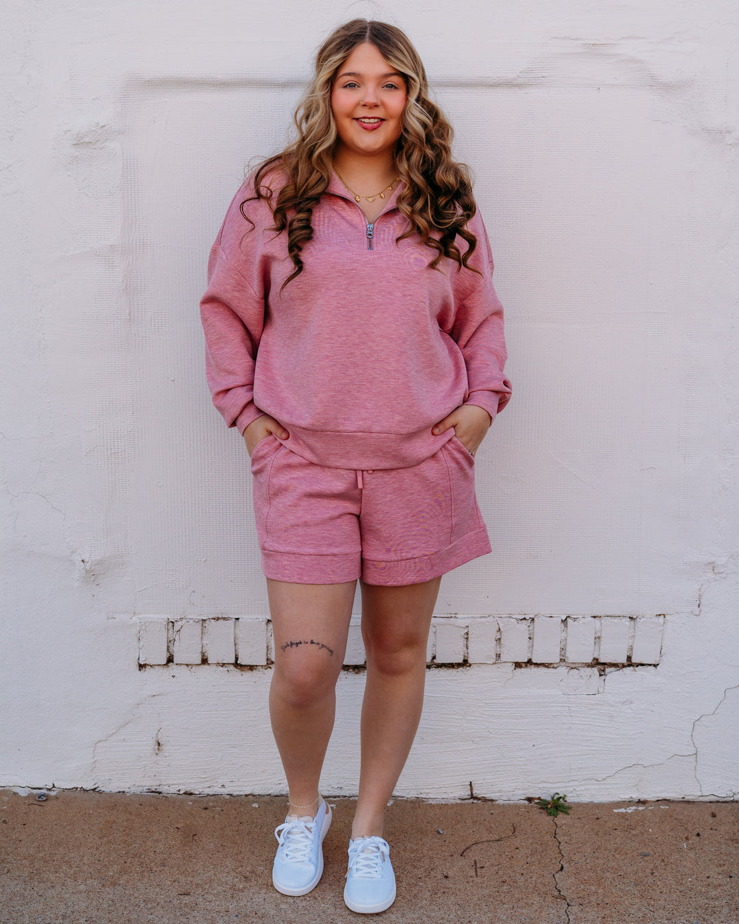 Varley: Atrium High Rise Short 4.5 in Rose Marl (VAR01759) - The Vogue Boutique