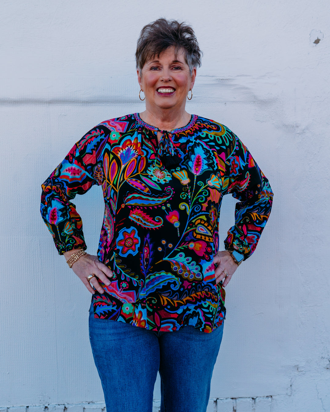 Johnny Was: Margot Blouse in Dark Silvana