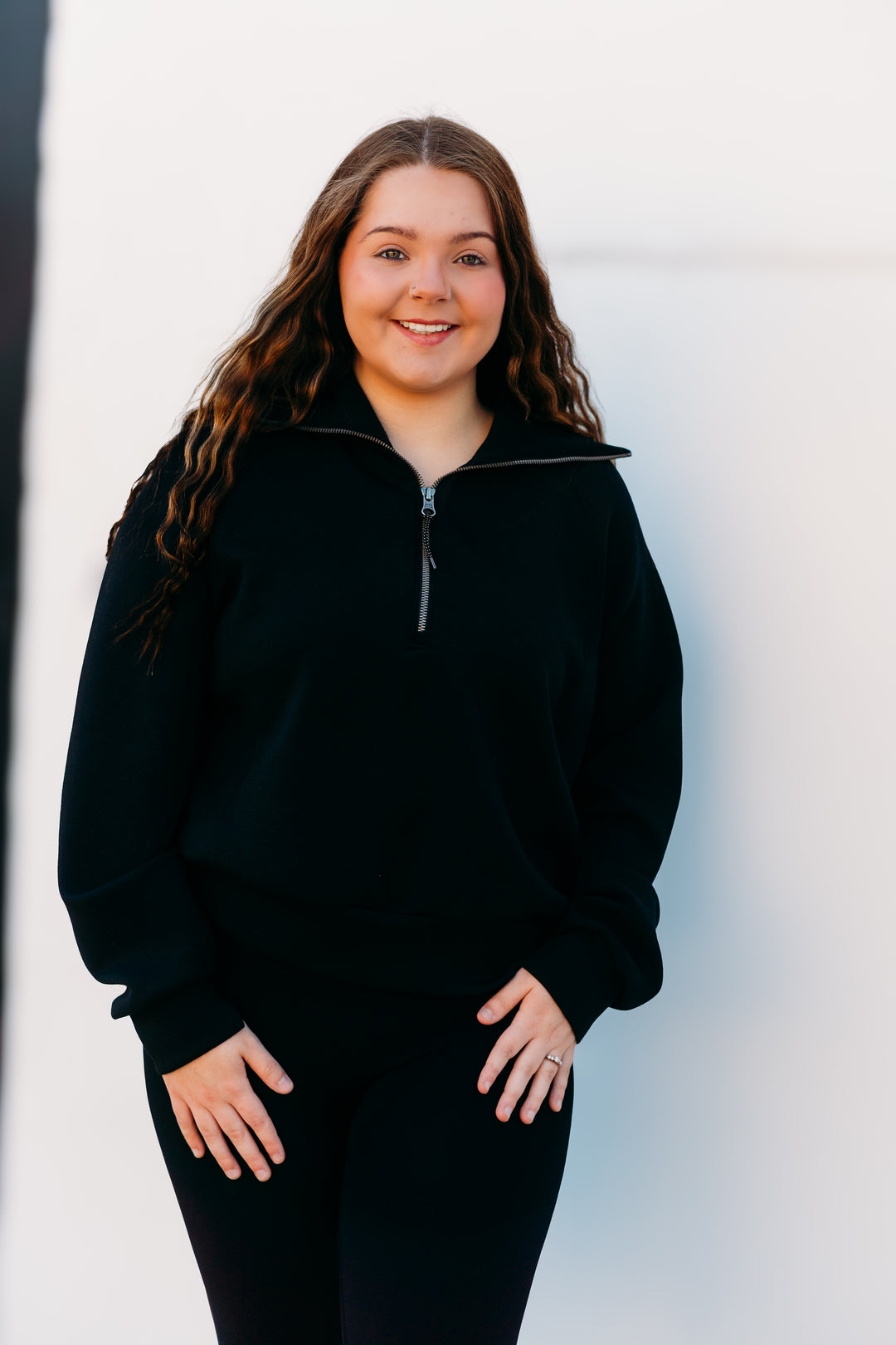 Spanx: AirEssentials Half Zip in Black - The Vogue Boutique