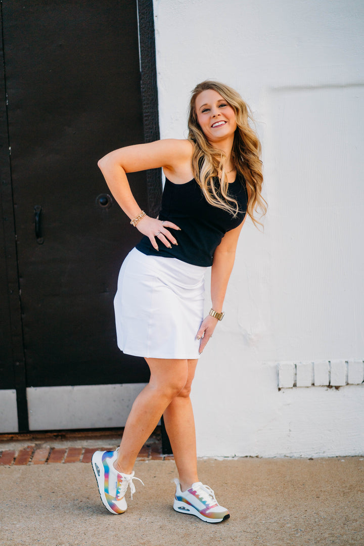 Skechers: Tennis Skort in White W2SK21 - The Vogue Boutique