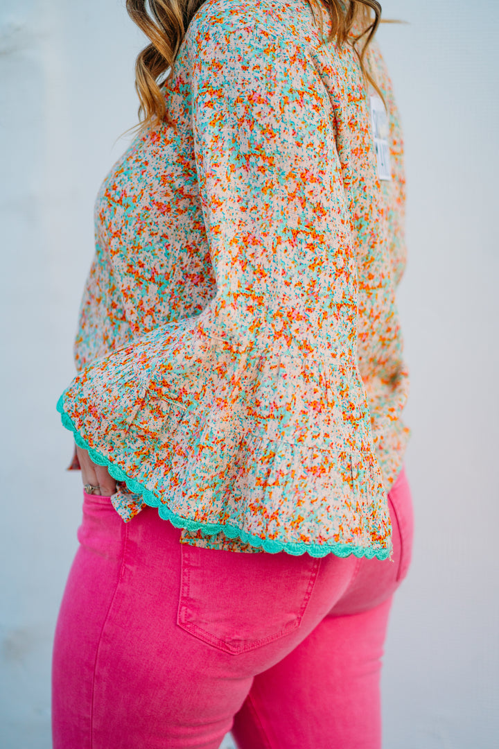 Sister Mary: Luz Coral Floral Top - The Vogue Boutique