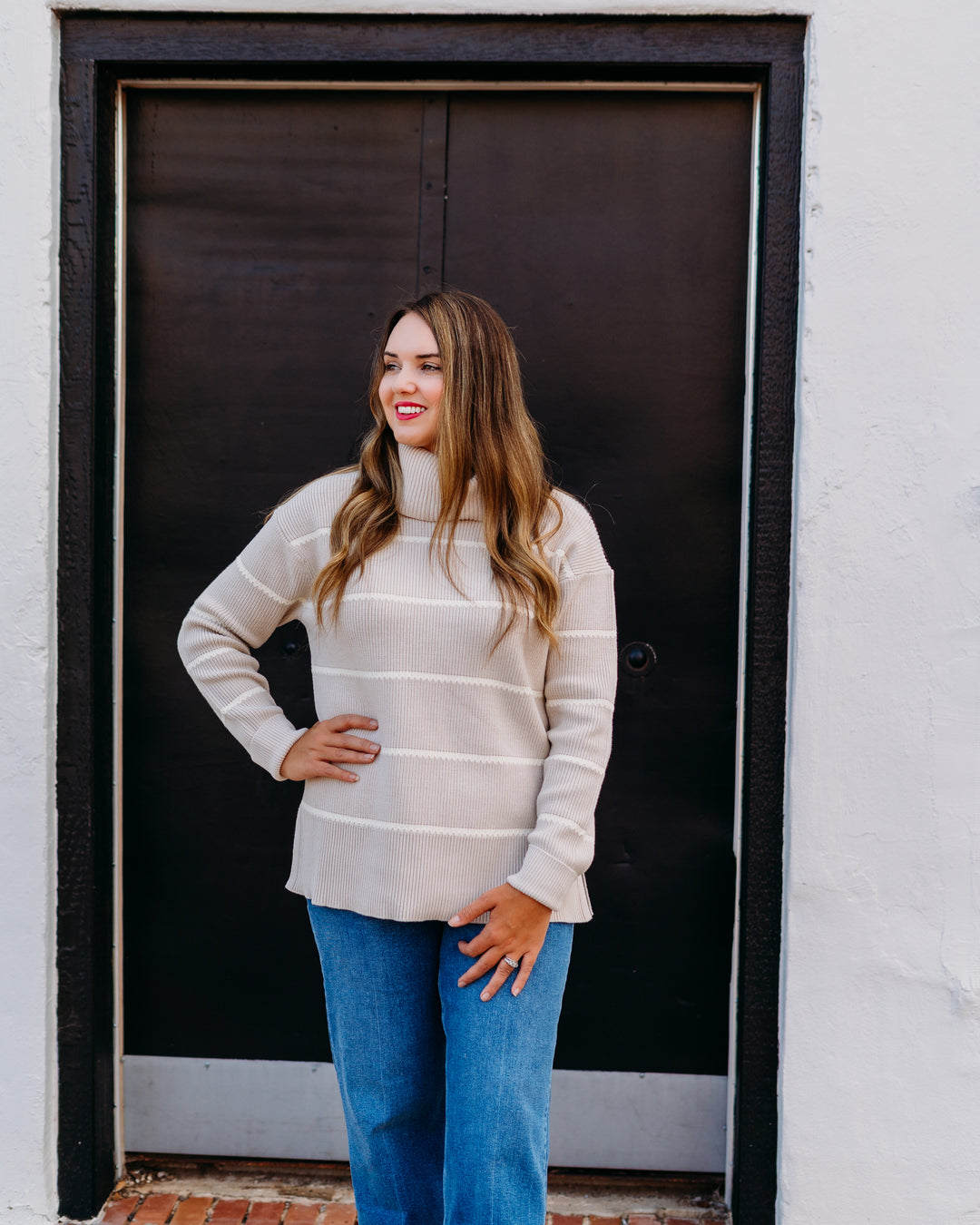 Varley: Hamish Stitch Knit Sweater in Silver Birch - The Vogue Boutique