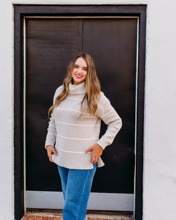 Varley: Hamish Stitch Knit Sweater in Silver Birch - The Vogue Boutique
