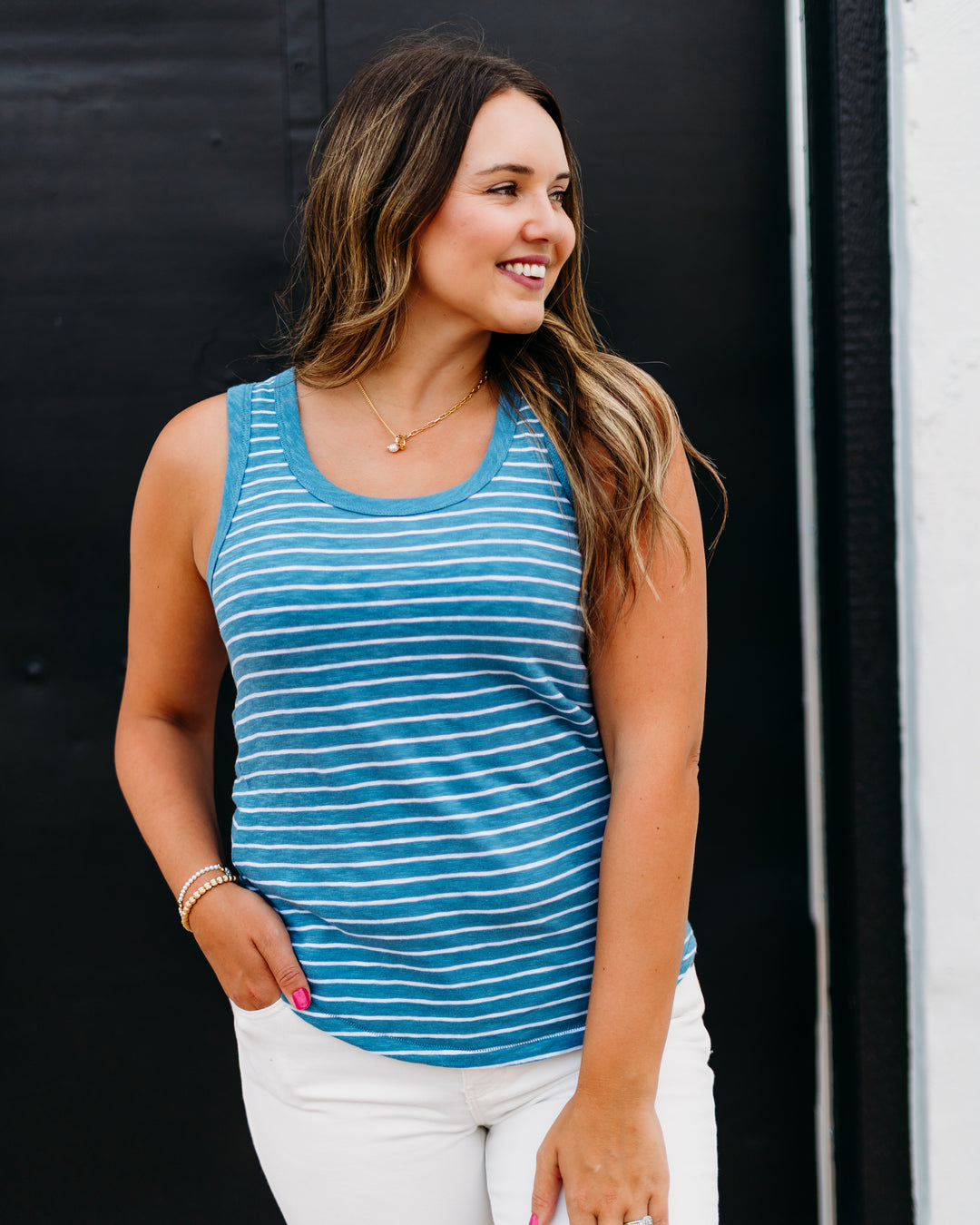 Z Supply: The Perfect Striped Tank in Boathouse - The Vogue Boutique