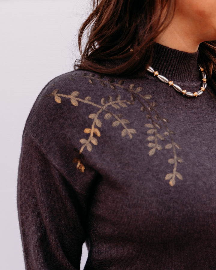 Charlie B: Mock Sweater With Sequins in Café Chiné (C2149)
