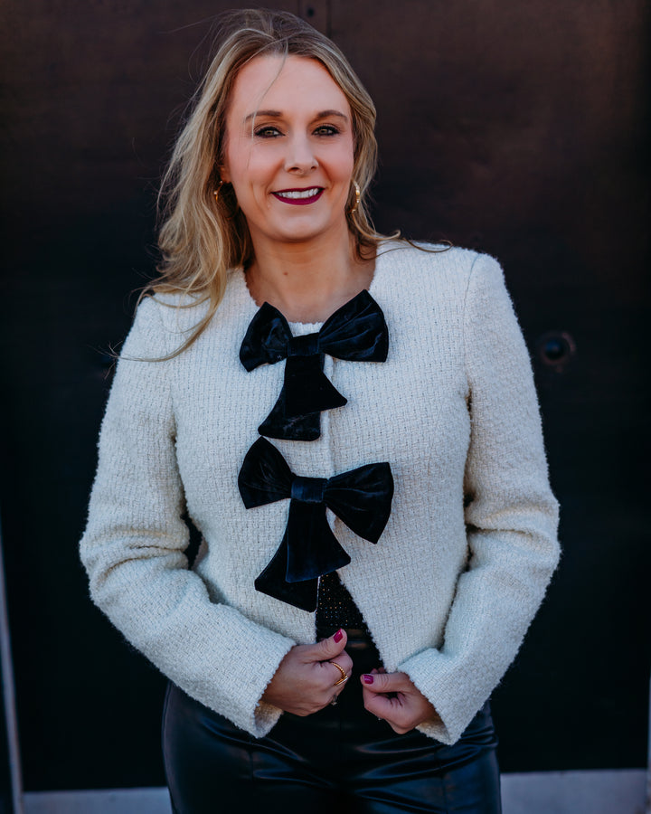 Dolce Cabo: Black Bow Jacket 75754 - The Vogue Boutique