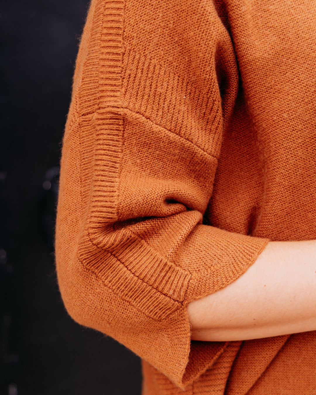 Multiples: 3/4 Sleeve Funnel Neck Sweater Top in Caramel (M46110KM)