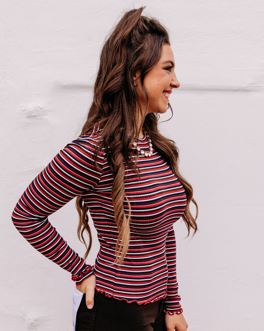 Daze: Moondrift Long Sleeve Variegated Rib Tee in Serra Stripe (D00052010-VR)