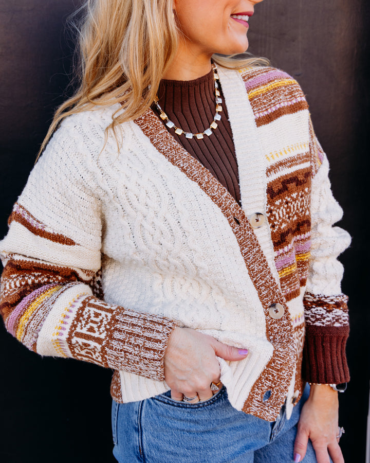 Tribal: Soft Multi Stitch Button-Front V-Neck Cardigan in Hazelwood (6022O-5105)