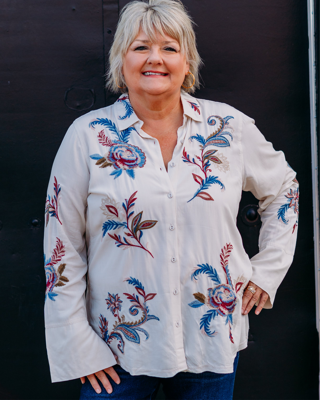 Johnny Was: Vintage Button Down Shirt in Shell - The Vogue Boutique
