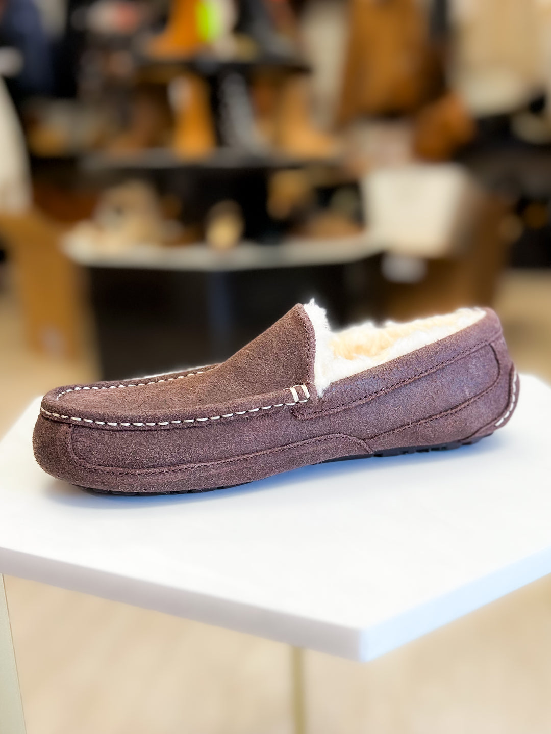 Ugg: Men Ascot Leather Distressed Slipper in Dusted Cocoa - The Vogue Boutique