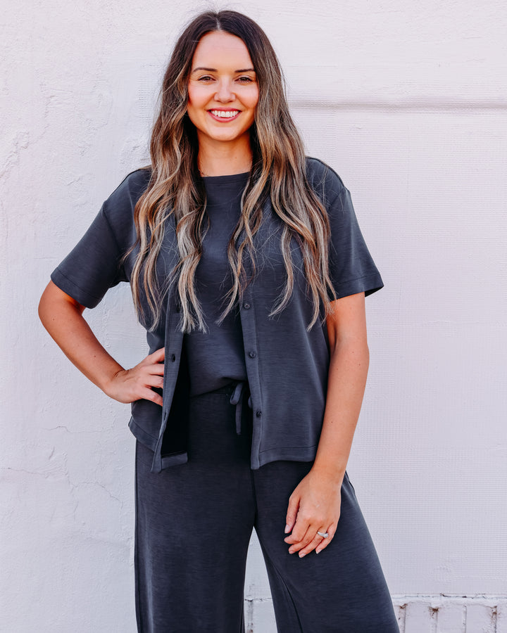 SPANX AIRESSENTIALS® BUTTON DOWN IN WASHED GRAPHITE (22520R)