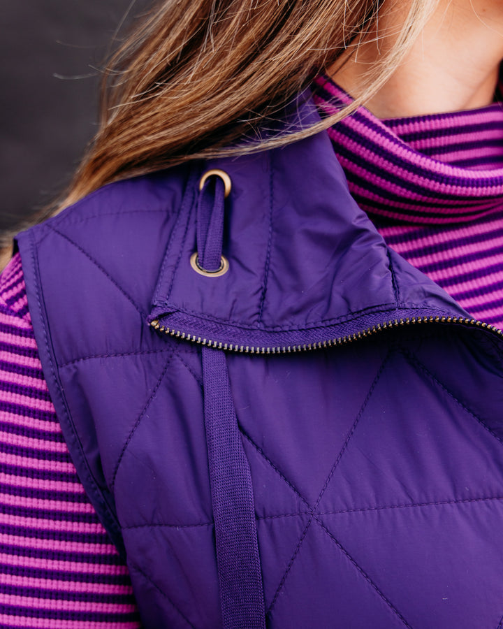 Multiples: Woven Drawstring  Vest in Eggplant (M46109VM)