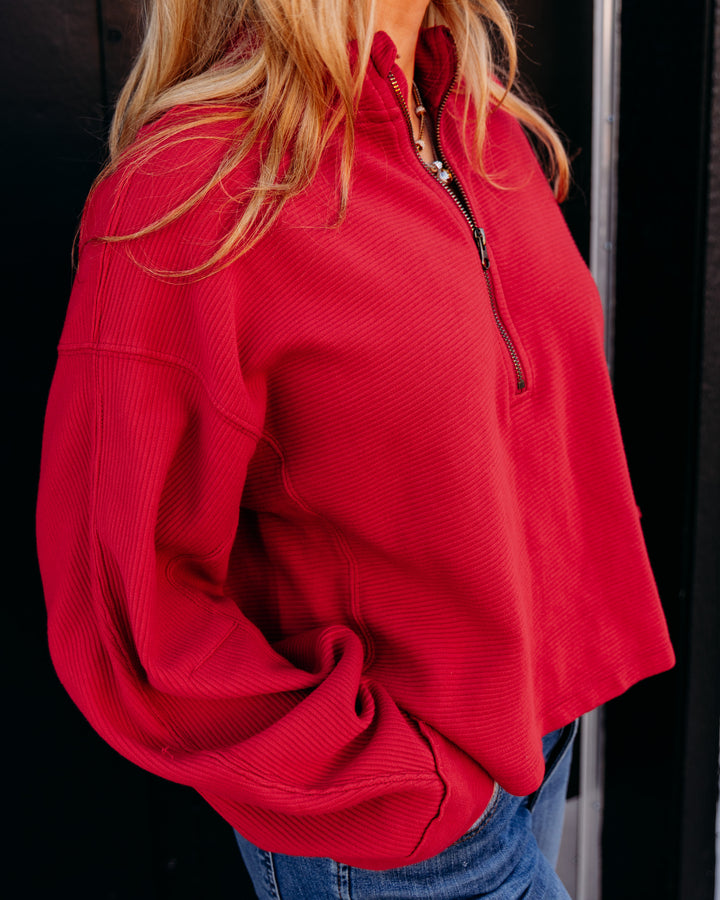 Free People: CELESTE QUARTERZIP in SALSA (FP-OB2616343-6600)