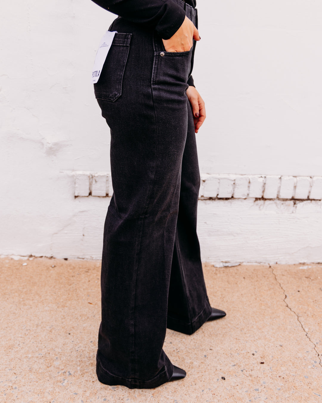 Pistola: Lana Double Button High Rise Ultra Wide Leg in Jetset  (P00016056)