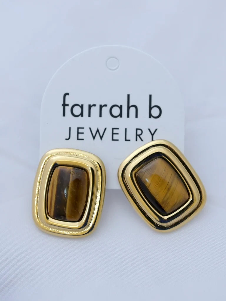 Farrah b: DYNASTY Statement Earrings Brown (EGREC)