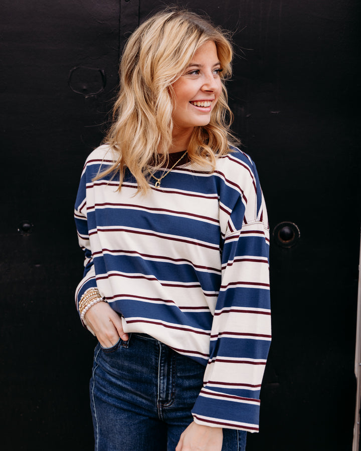 Daze: Salinas Easy Long Sleeve Tee in Cove Stripe (D00052000-JA)