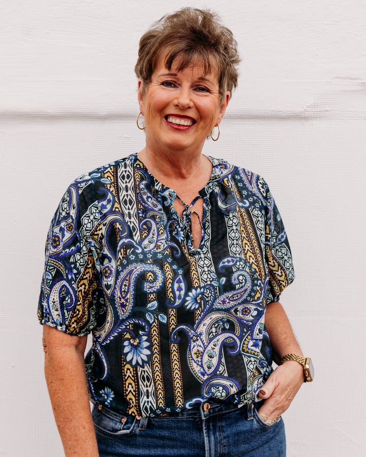 Johnny Was: Margot Short Sleeve Blouse in Montecito (C18726-7)