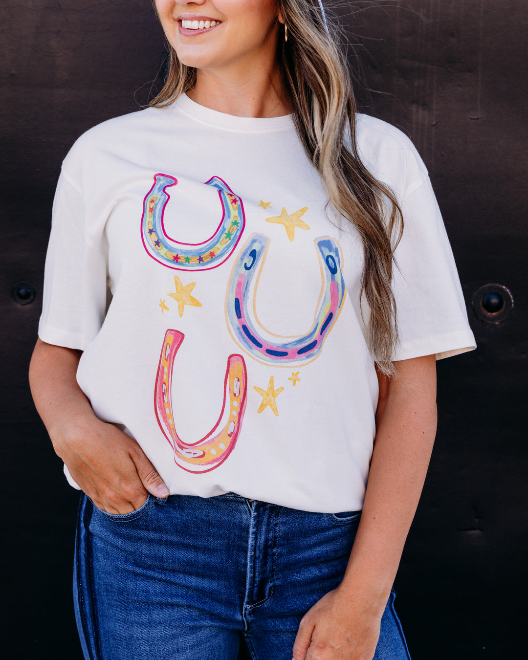 Poppy & Pine: Three Wishes Horseshoe Tee in Ivory