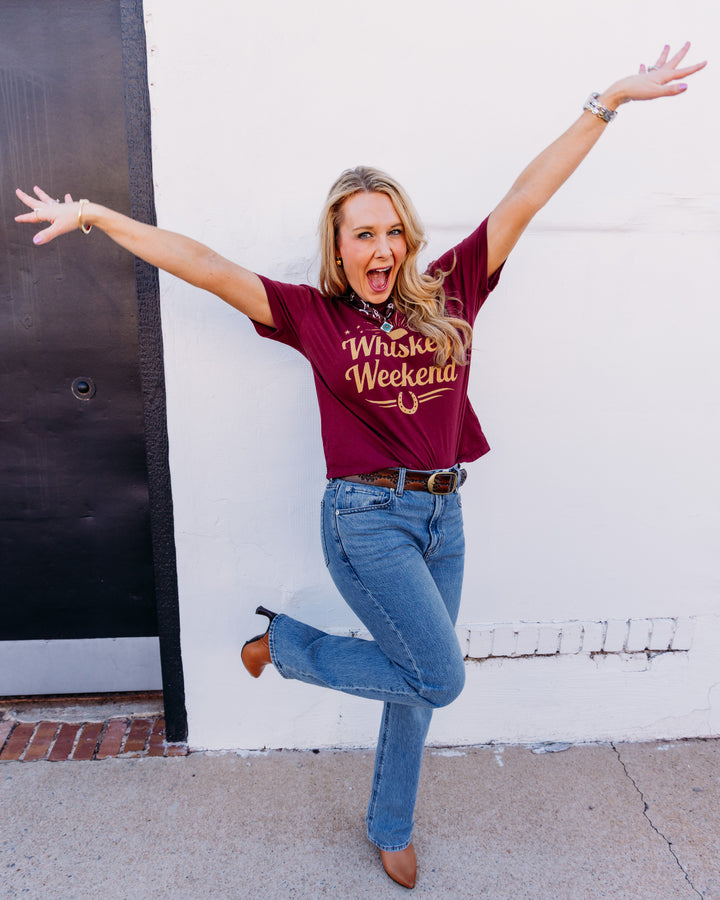 Project Social T: Whiskey Weekend Tee in Dark Cherry