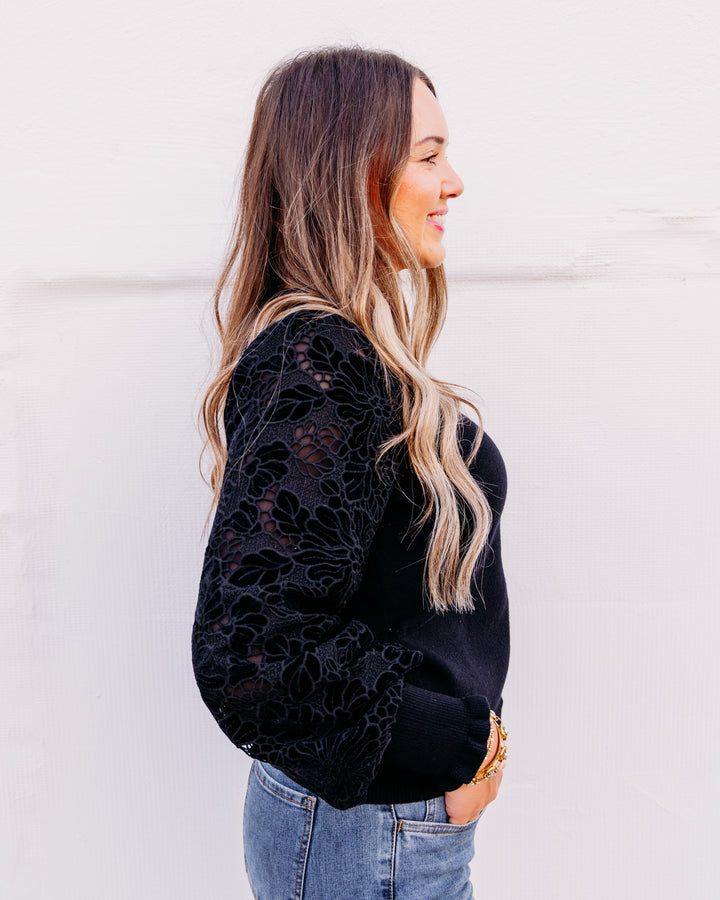 French Dressing: Sweater With Velvet Cut Out in Black (0015203)