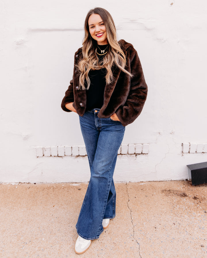 Kut: Saskia Faux Fur Jacket in Chocolate (KJ68501)