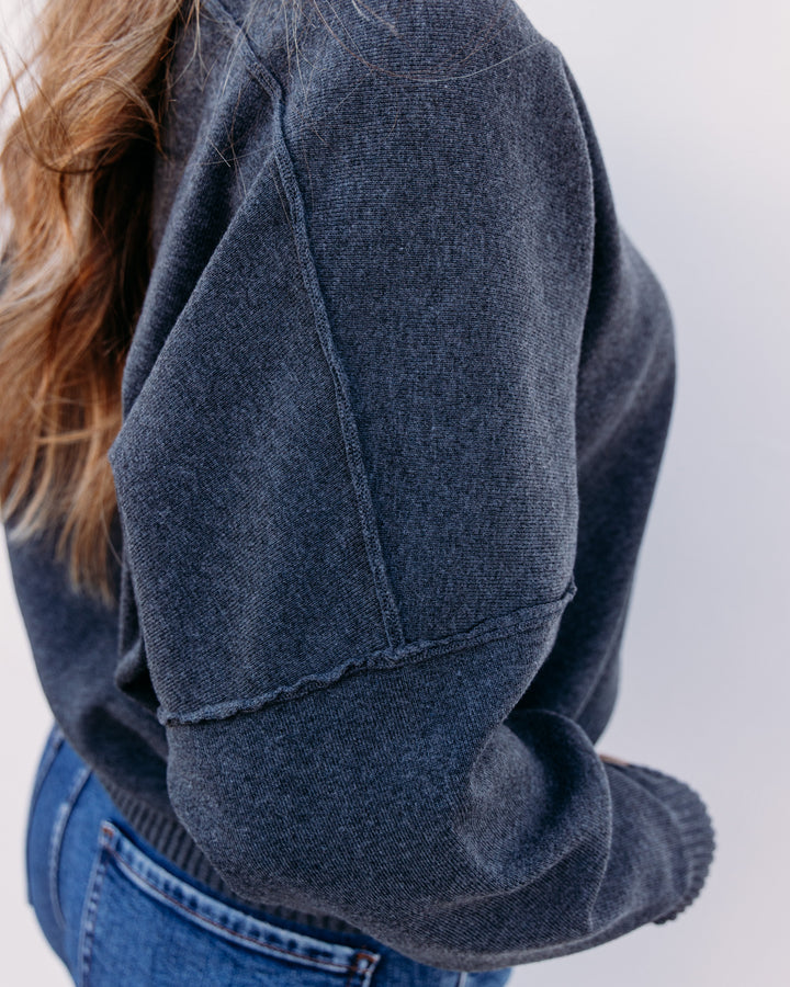 Free People: ALMA PULLOVER in Charcoal Heather (OB2578200)