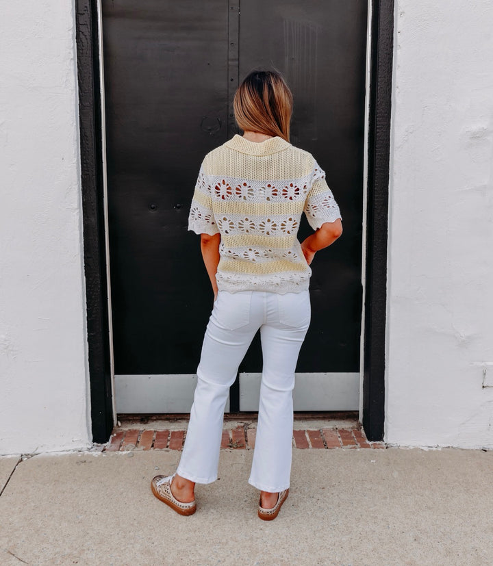 Another Love: Andrine Top in Cream and Yellow