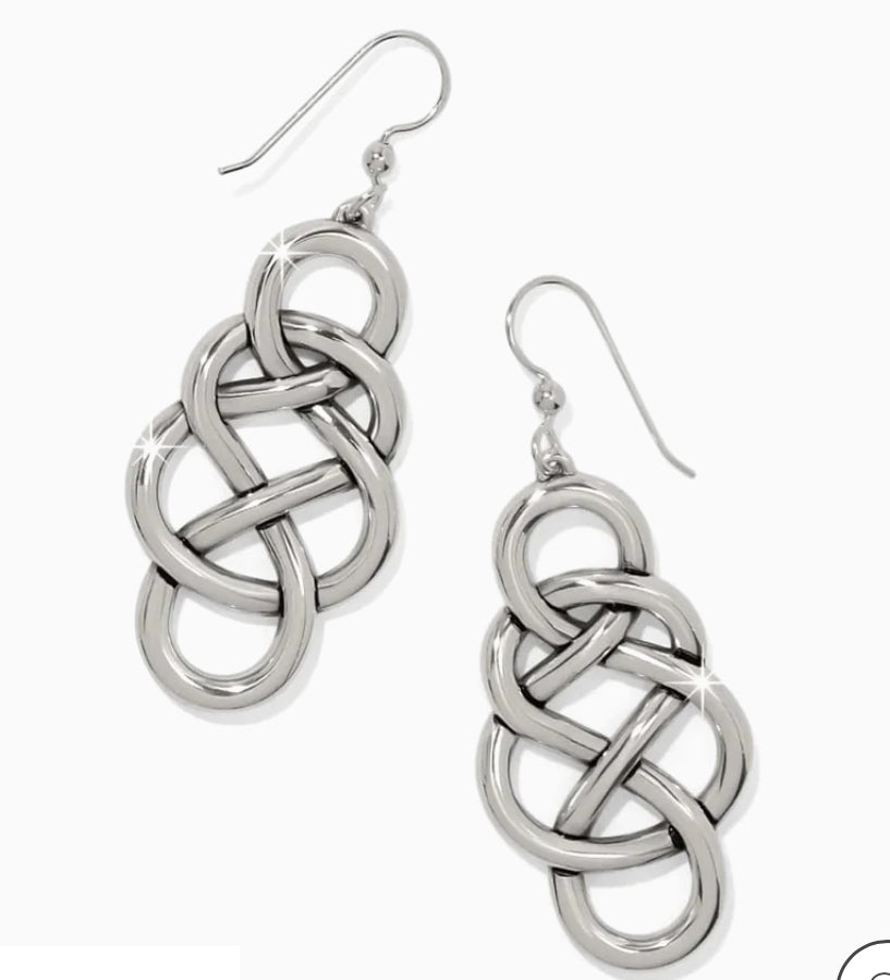 Brighton: Interlok Braid Drop Earrings in Silver JA0144 - The Vogue Boutique