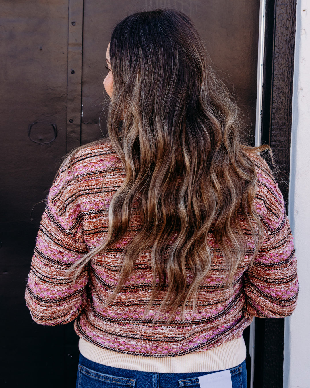 Tribal: Crew Neck Sweater W/ Contrast Rib in Nostalgia