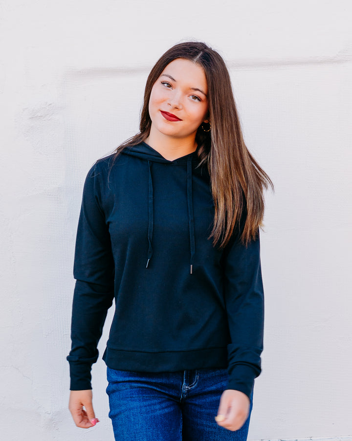 Thread & Supply: Izzy Hoodie in Black J1814TTRTS - The Vogue Boutique