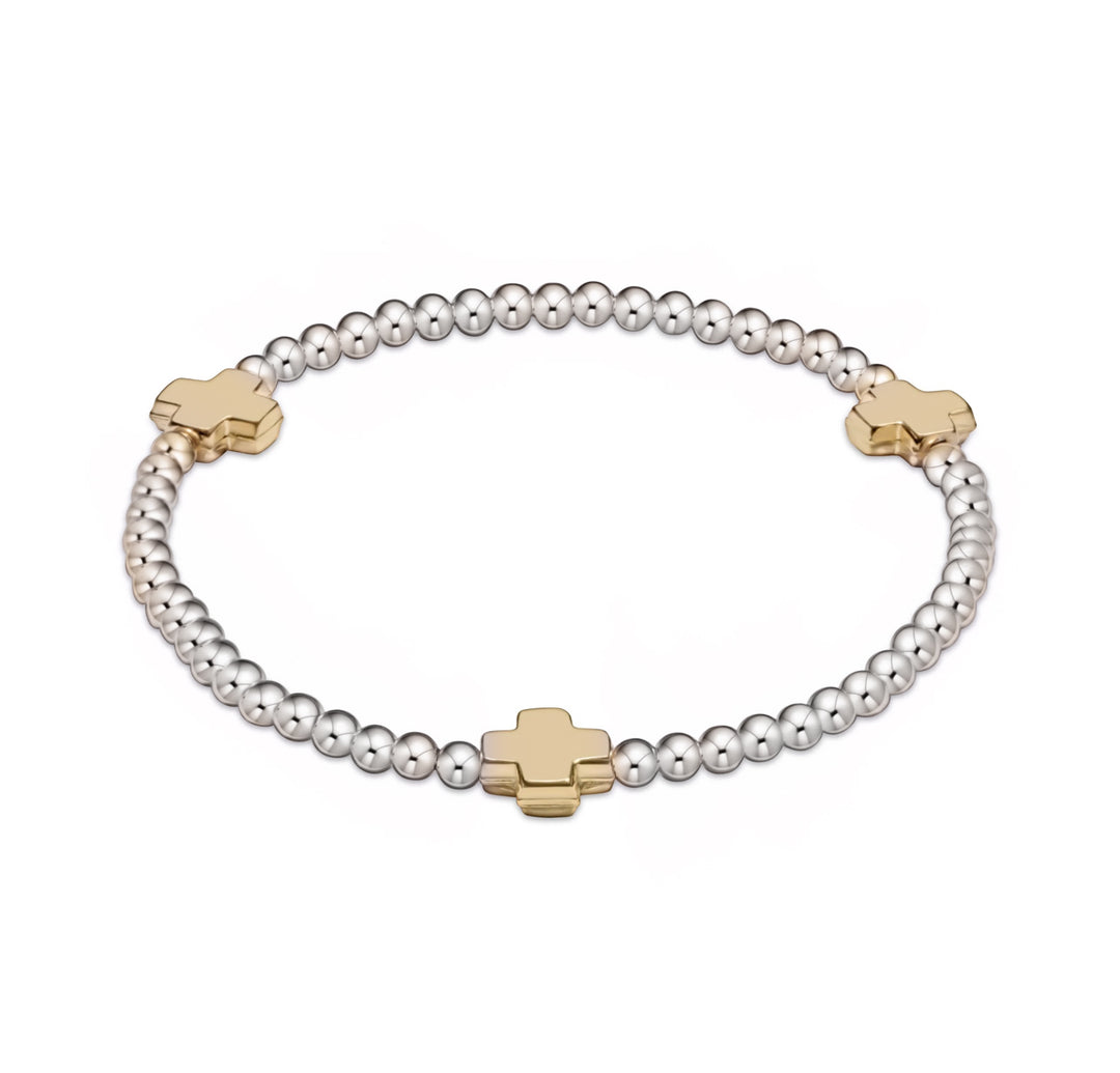 Enewton: Signature Cross Mixed Metal 3mm Bracelet - The Vogue Boutique