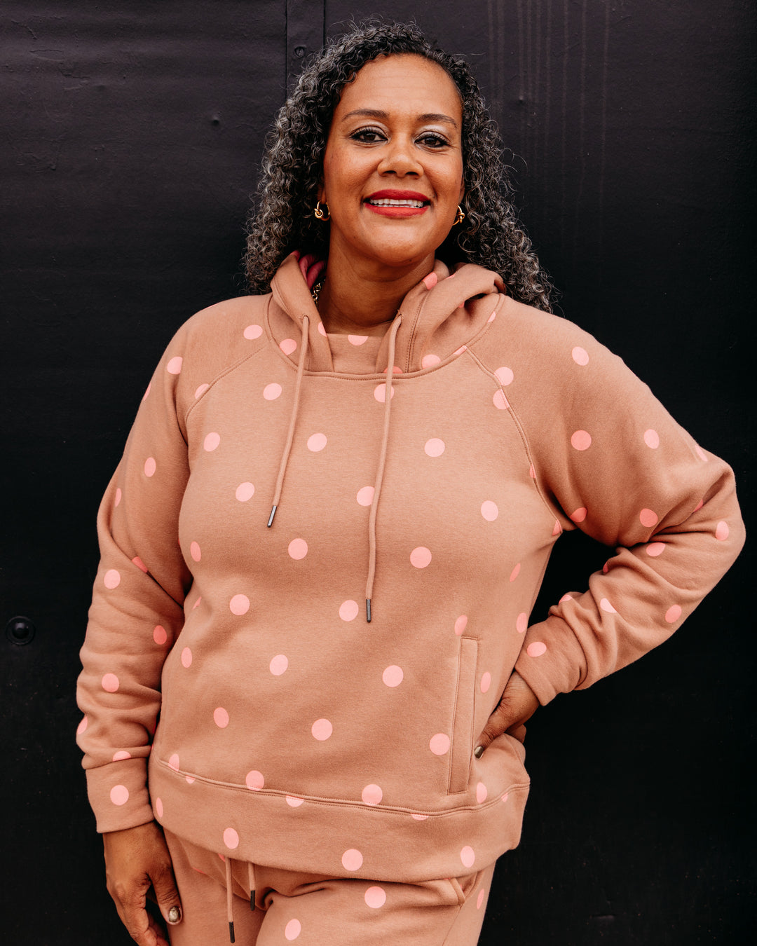 Poppy & Pine: Brown Pink Polka Dot Sweatsuit Set